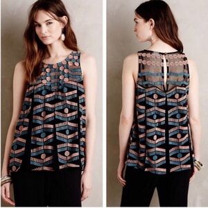 Anthropologie akemi + kin sheer embroidered swing top sz XS
